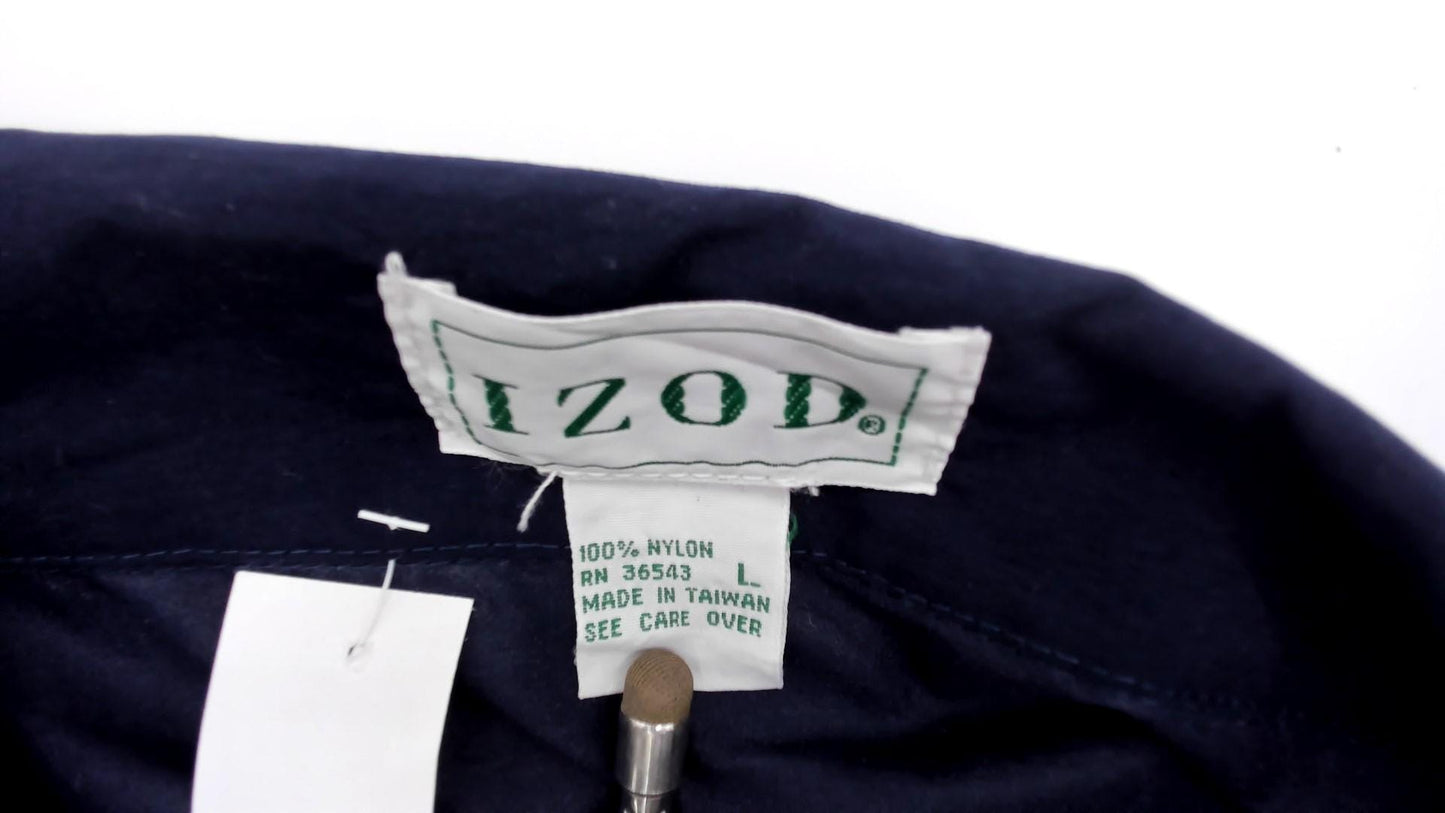 90s Izod Windbreaker Navy White Gold Color Block Half Zip Pullover Large L