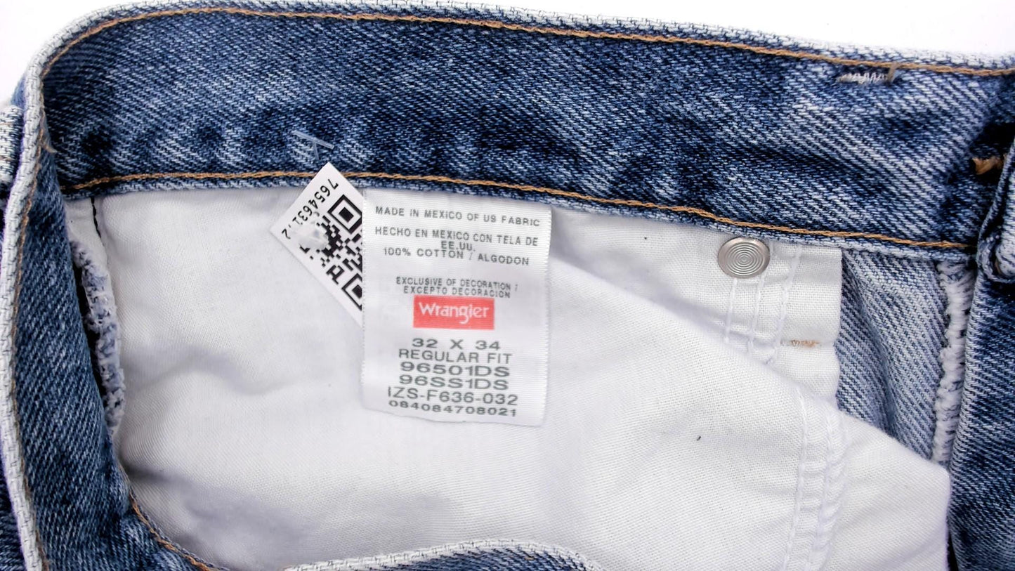 90s Wrangler Straight Leg Jeans Light Stonewash Blue Cotton 32x34