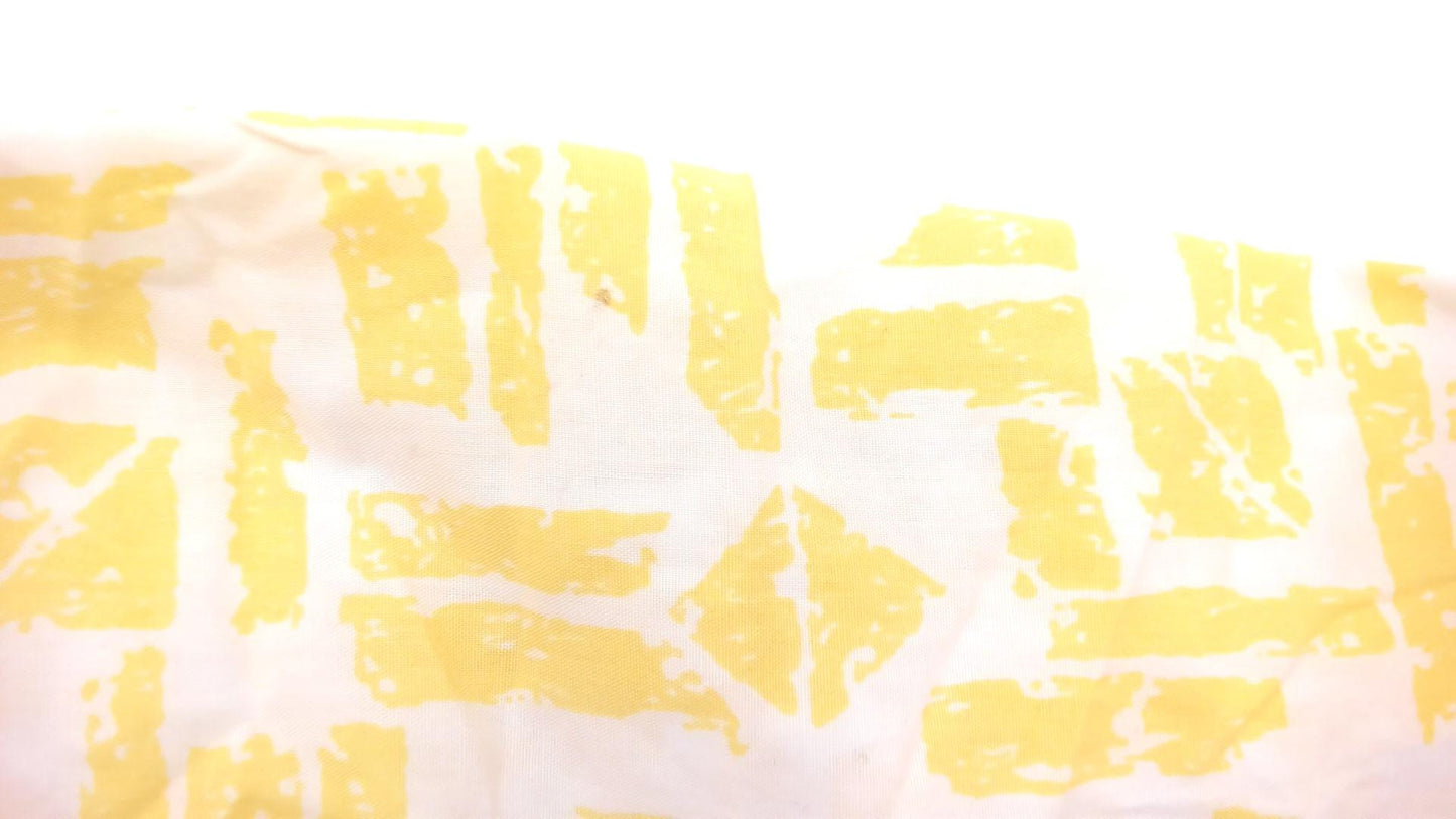 90s Golden Wings Abstract Geometric Shirt Yellow White Collared Blouse Large L