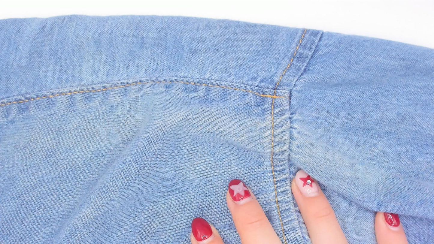 90s Mississippi River Blues Denim Shirt Light Wash Cotton Chambray Medium M