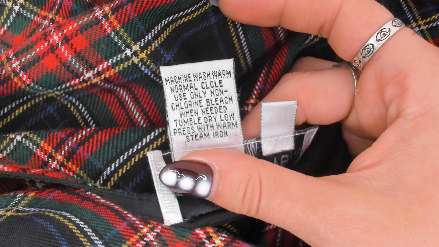 90s Baxter & Wells Plaid Jumper Dress Navy Red Green Tartan Large L