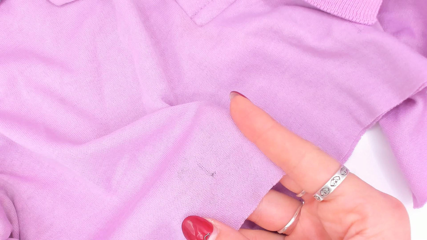 90s Lilac Cropped Polo Shirt Embroidered Horse Logo Cotton Small