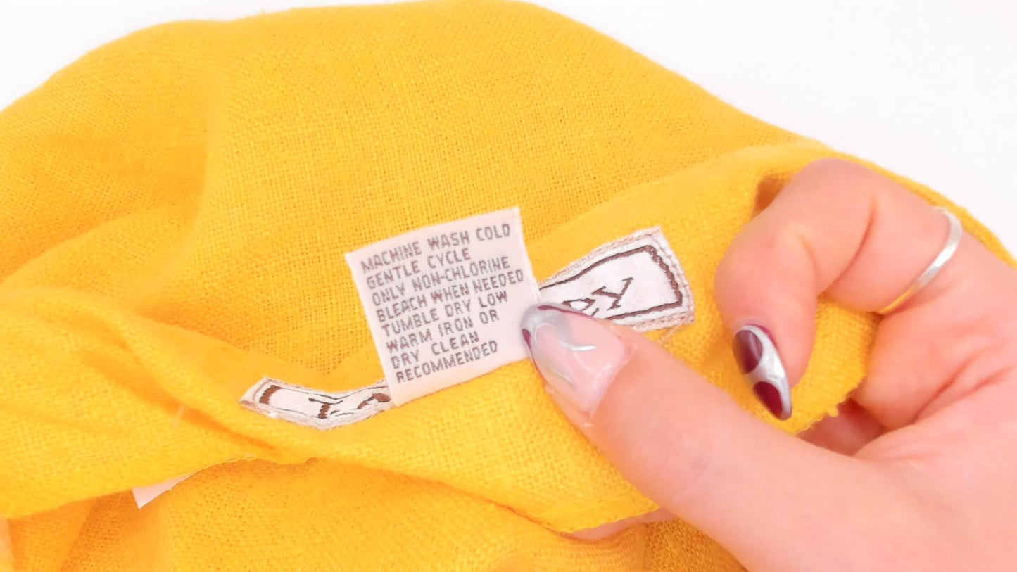 80s Ta. Whitney Linen Midi Skirt Golden Yellow A-Line Large L