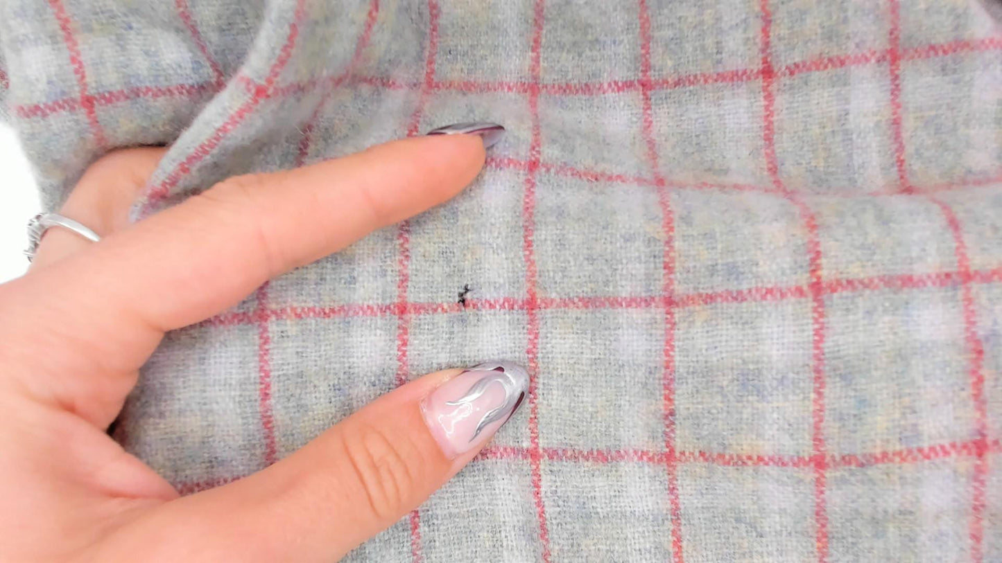 60s Towncraft Cropped Plaid Wool Shirt Sage Green Red Windowpane Medium