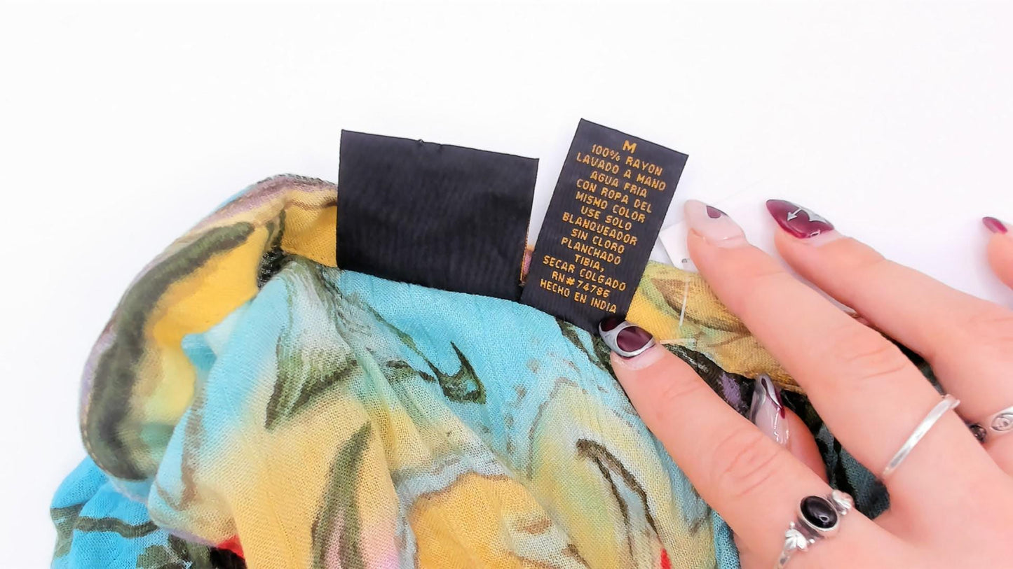 Y2K Bila Floral Maxi Dress Sleeveless V-Neck Tiered Pink Teal Yellow Medium M