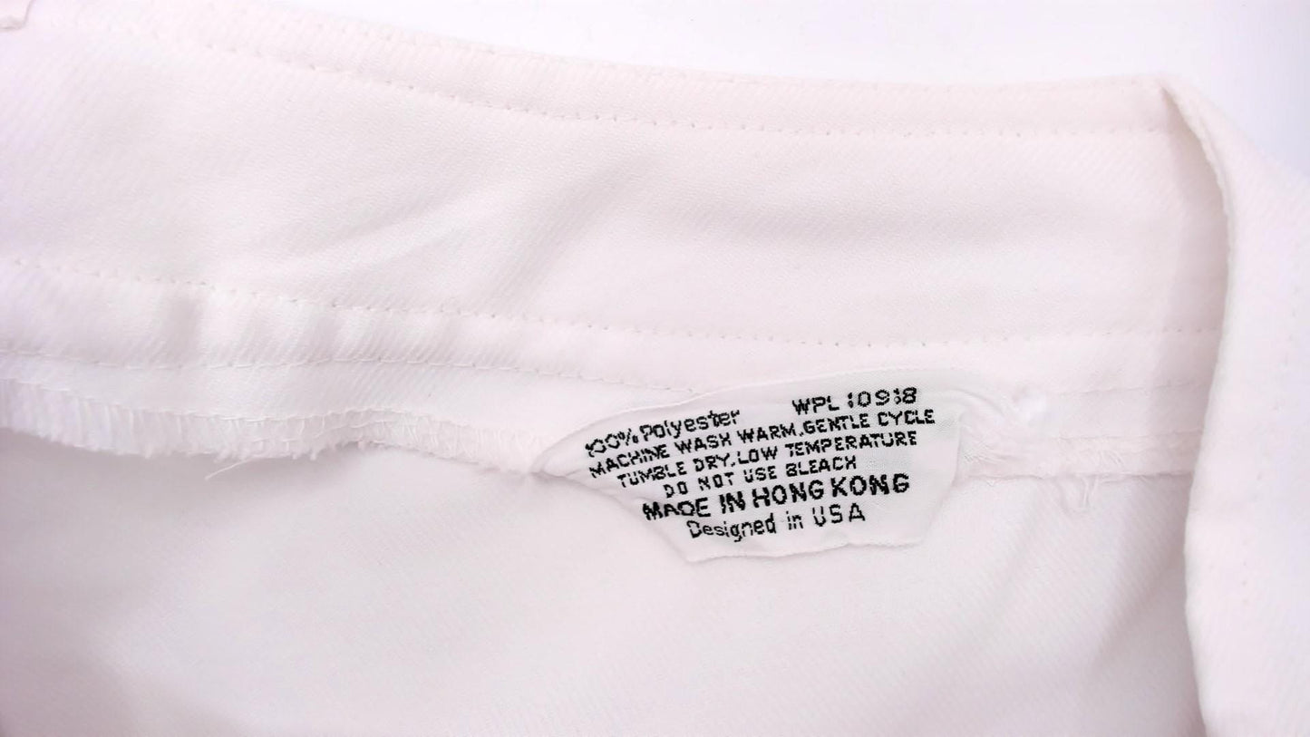 70s White Wide Leg High Rise Trousers Ivory Straight Pressed Crease Small