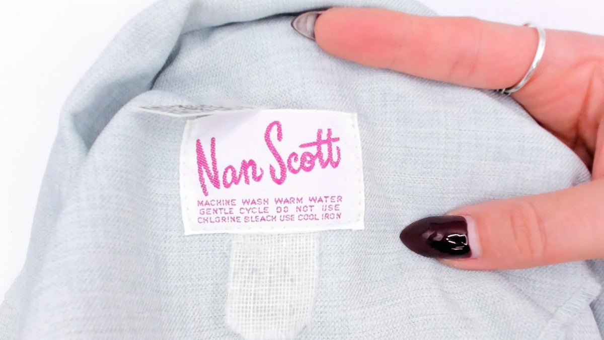 70s Nan Scott Mint Green Blazer Wide Notched Lapel Jacket Medium M