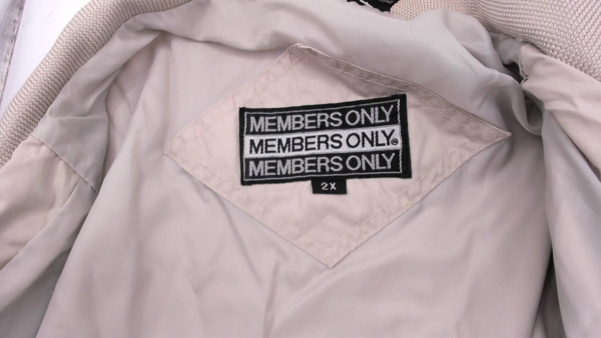 80s Members Only Bomber Jacket Beige Raglan Zip Front Plus Size XXL
