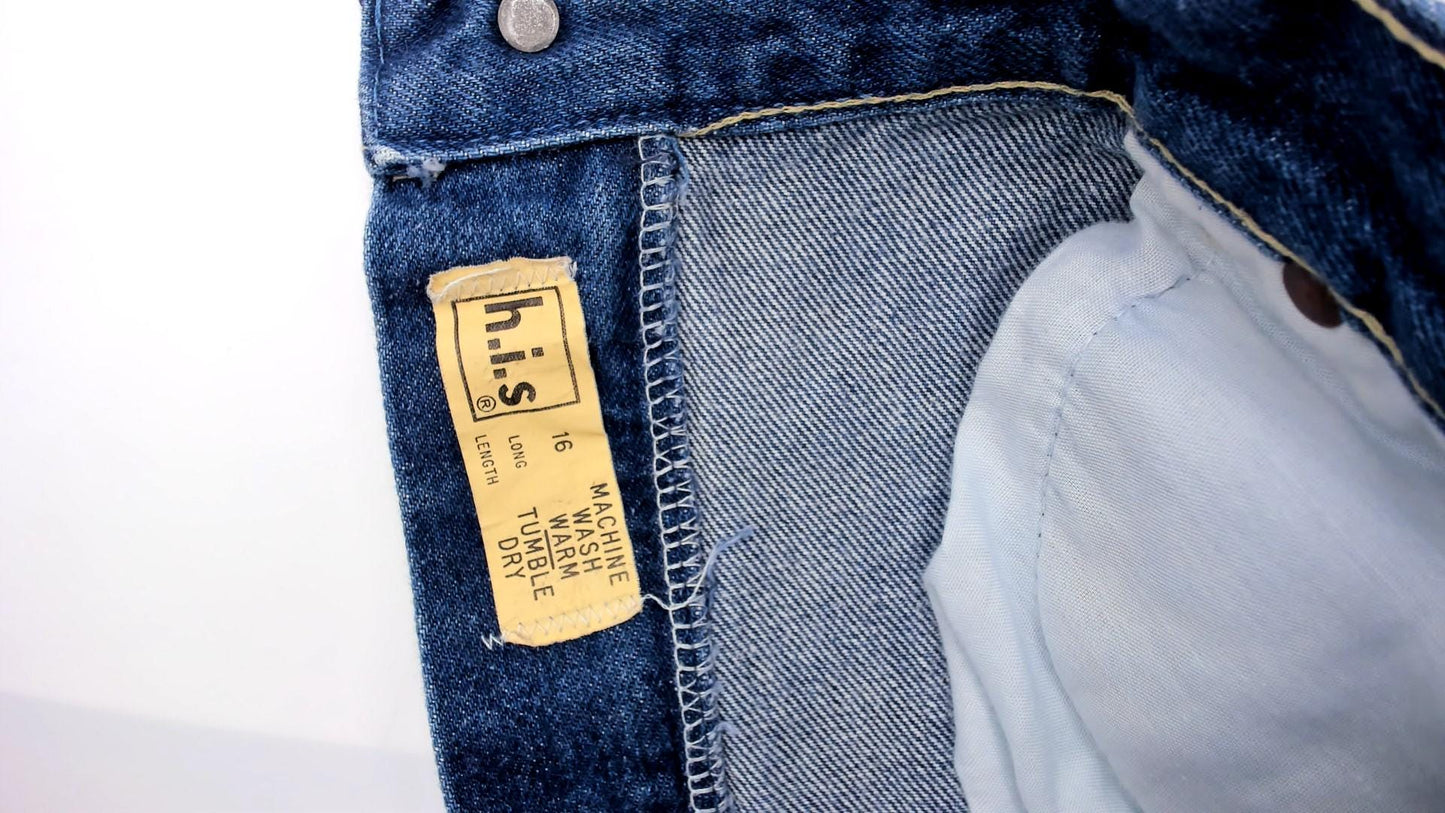 80s High Waisted Straight Leg Jeans Medium Wash Denim Chic Logo Extra Large XL