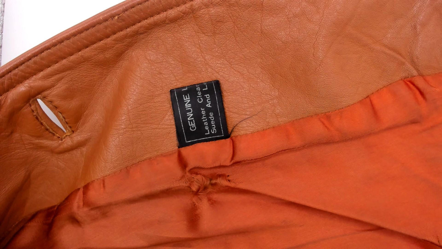 70s Leather of Distinction Tan Leather Blazer Notched Lapel Medium