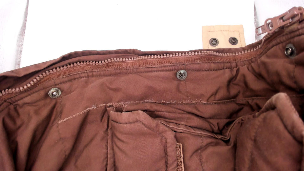 80s REI Brown Quilted Puffer Jacket Corduroy Collar Zip Large