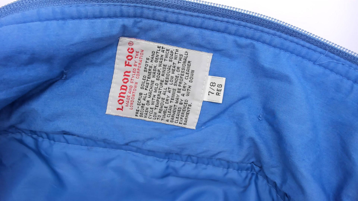 80s London Fog Periwinkle Puffer Jacket Down-Filled Raglan Small