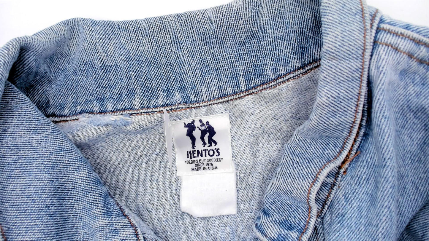90s Kento's Hawaii Honolulu Light Wash Denim Jacket Embroidered Medium M