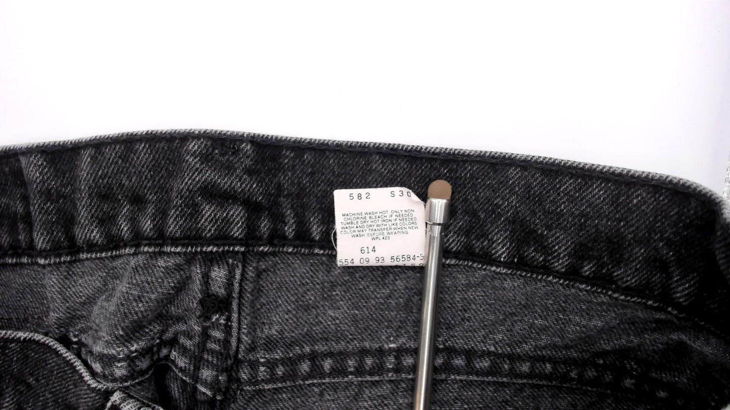 90s Levi's 550 Black Faded Denim High Waist Straight Leg Jeans 33