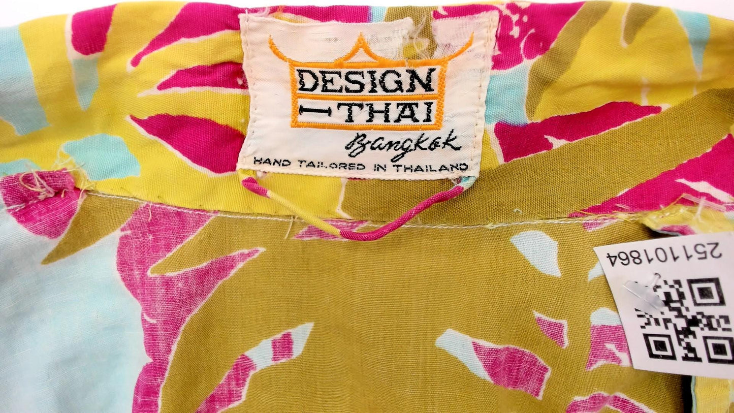 80s Lion Jungle Tropical Kimono Robe Knee Length Cotton Small Medium