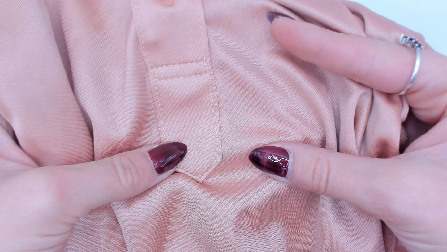 70s Spices Blush Pink Satin Blouse Mandarin Collar Long Sleeve Medium M