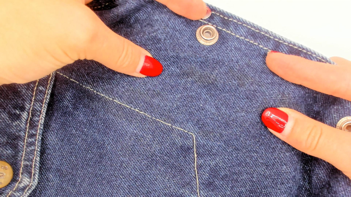 90s AJs Dark Wash Denim Bomber Jacket Embroidered Logo Small