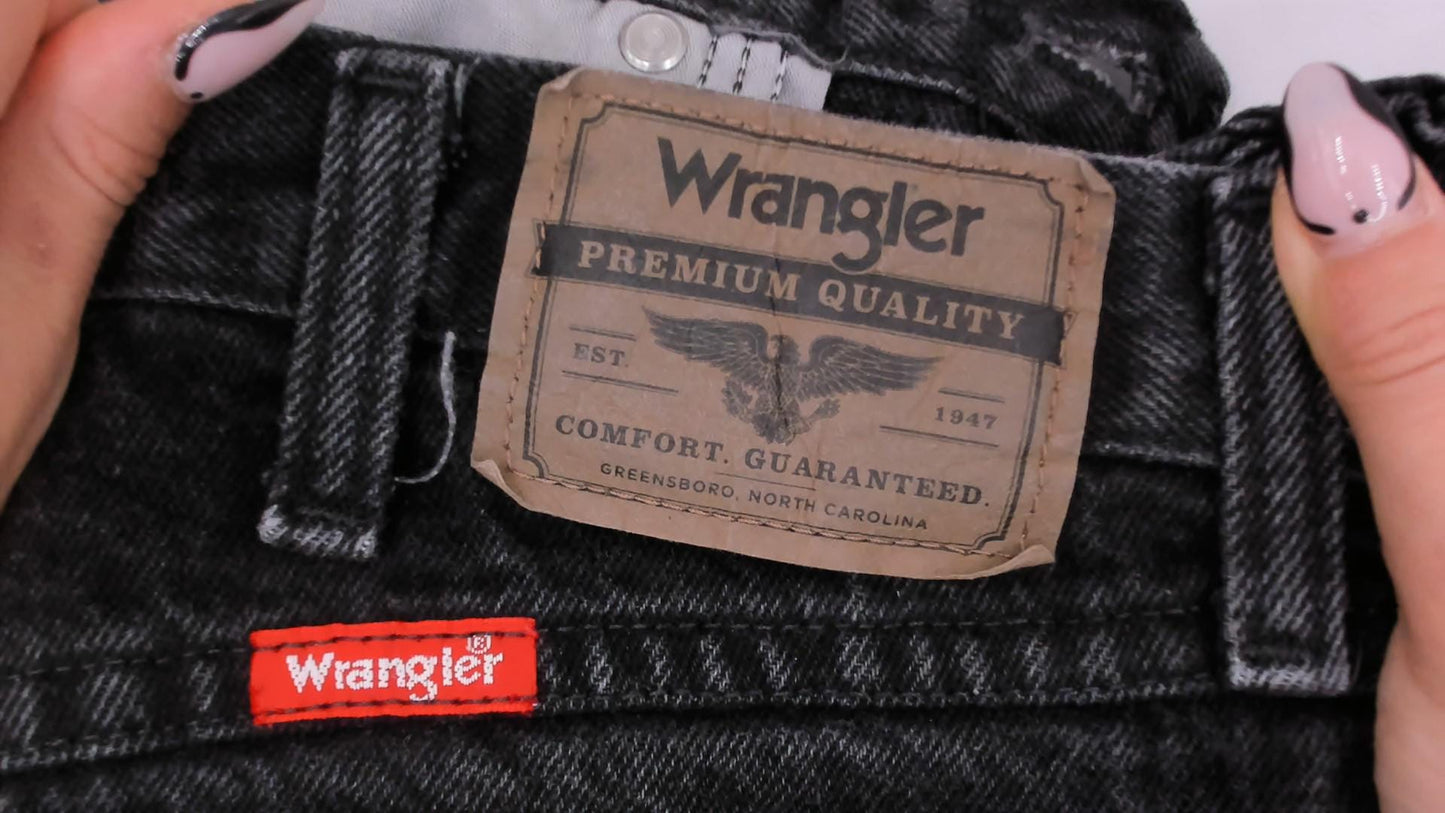 Wrangler Black Faded Denim Jeans High Rise Straight Leg 2000s Large L
