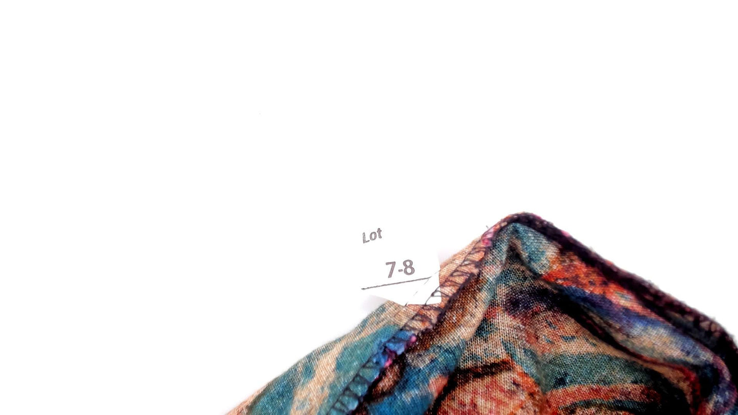 80s Ambiance New York Paisley Pleated Midi Skirt Teal Rust Small