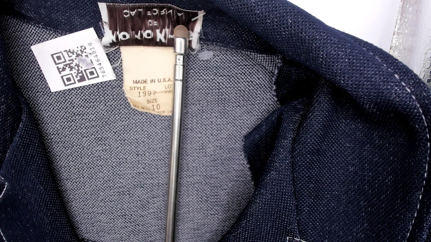 70s KokoKnits Denim Jacket Navy Snap Button Blazer Medium