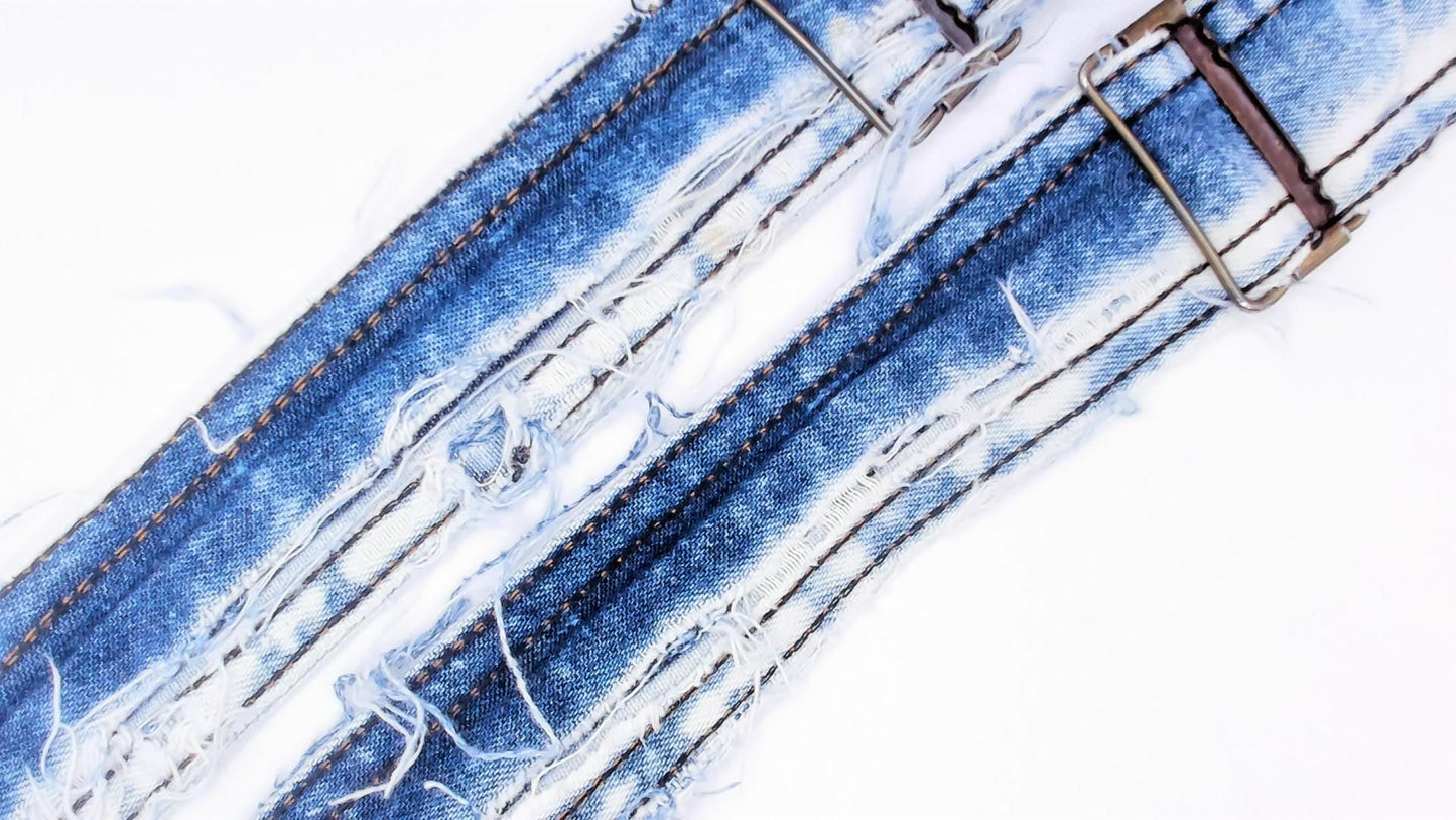 90s Weathered Blues Acid Wash Denim Shortalls Light Blue Cotton Small S