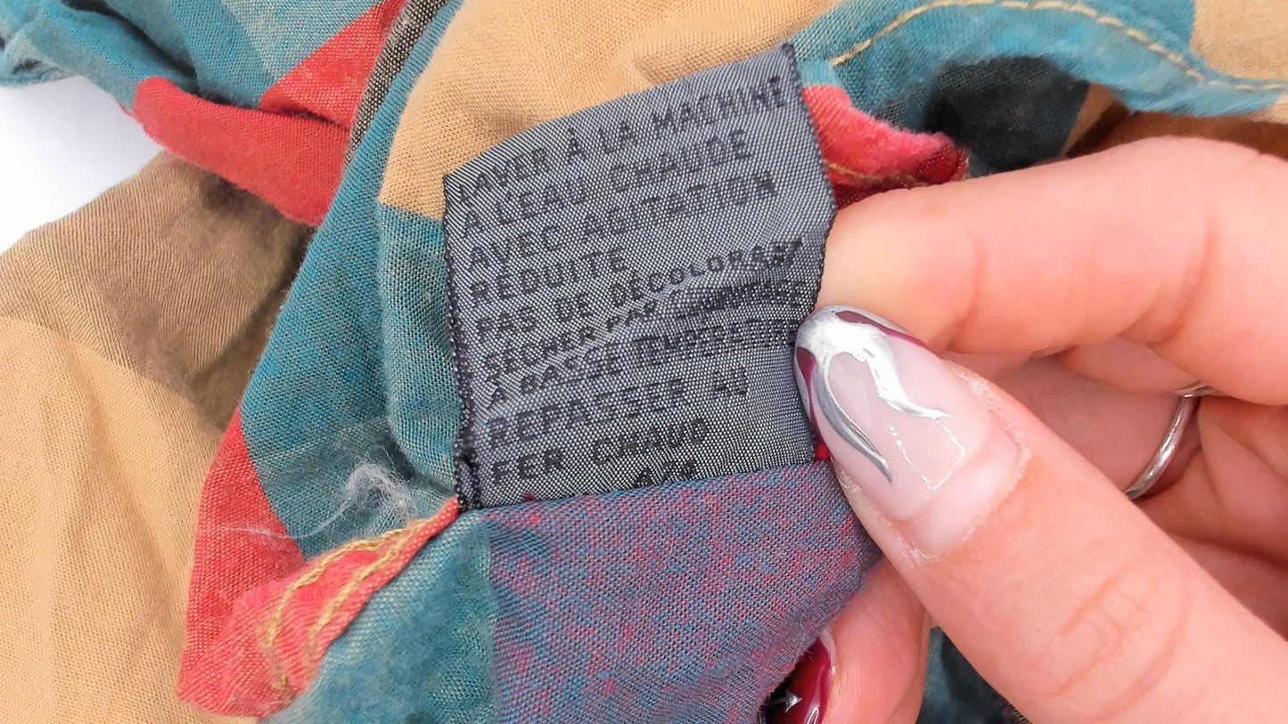 90s Lizwear Plaid Flannel Shirt Button Front Red Teal Cotton Medium