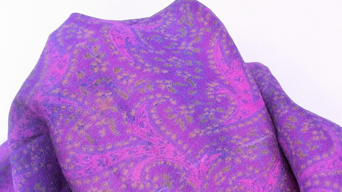 Y2K Kariza Silk Wrap Skirt Burgundy Floral Purple Double Layer Small Medium