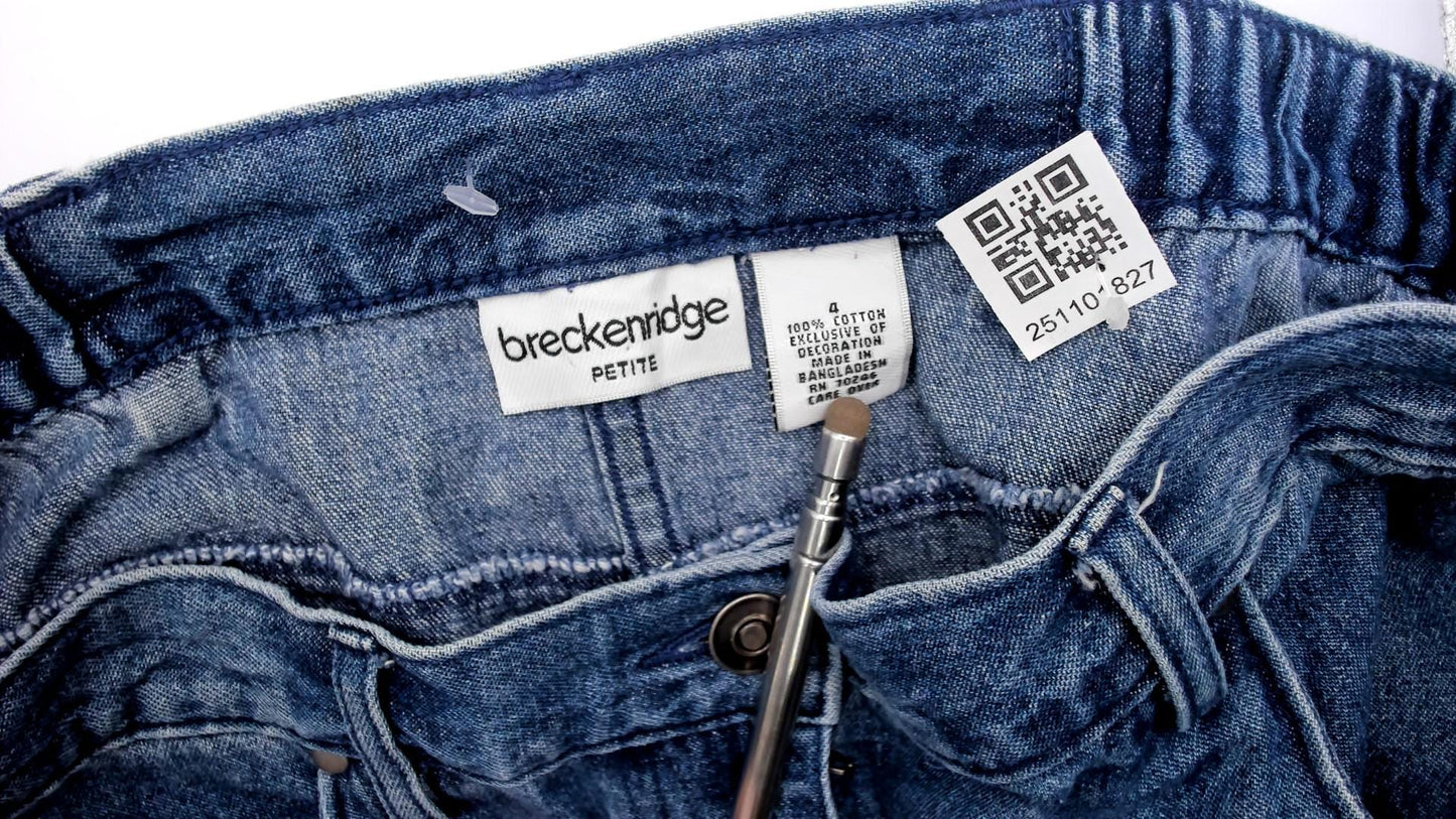90s Breckenridge Petite Apple Embroidered Jeans Cropped High Waist Blue Small