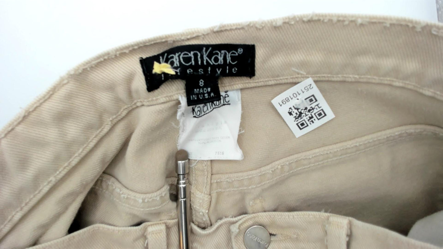 90s Karen Kane Cream High Rise Straight Leg Trousers Medium
