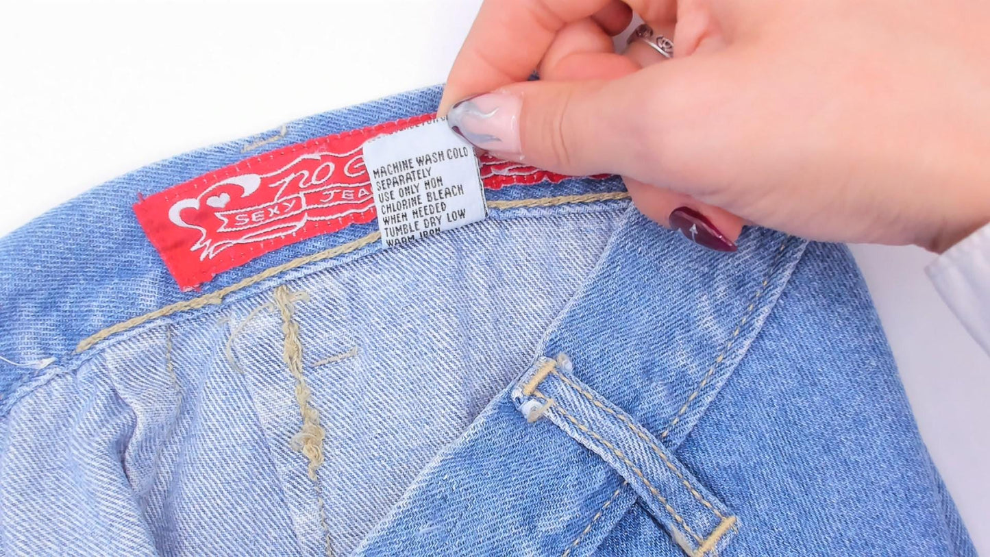 90s No Excuses Denim Maxi Skirt Light Blue A-Line High Waist Cotton Large L