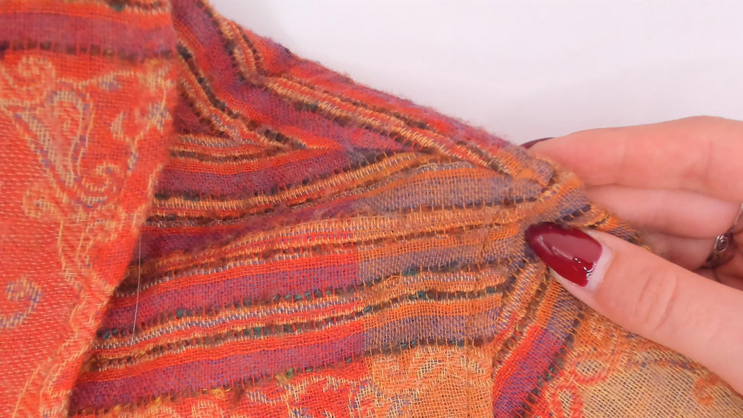 2000s Coldwater Creek Paisley Wool Jacket Rust Copper Plum XS