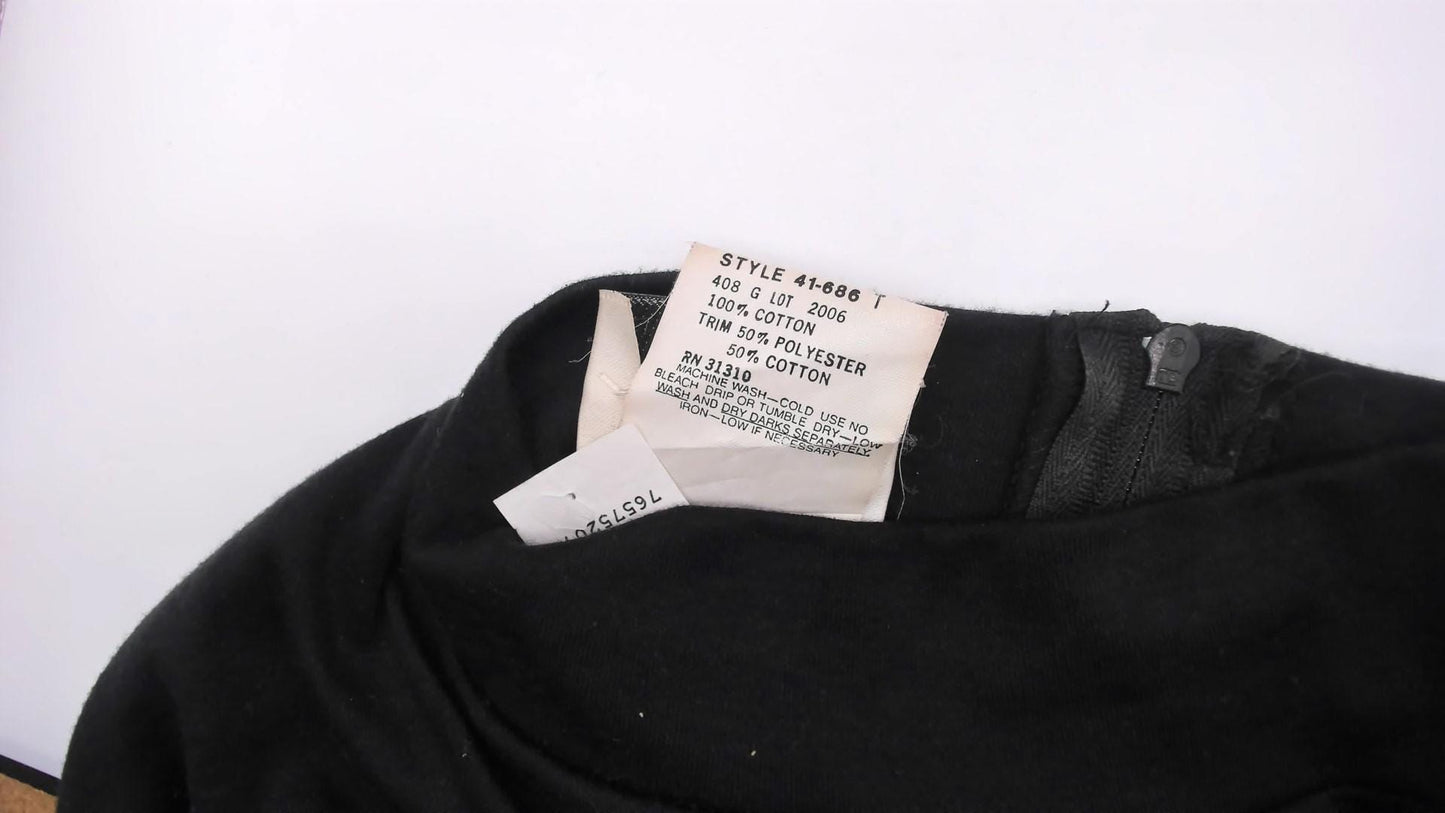 80s Byer Too! Floral Bubble Mini Dress Mock Neck Cap Sleeve Black Small