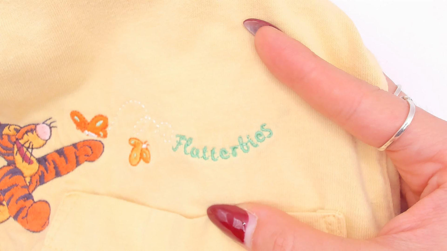 90s Tigger Embroidered Tee Disney Store Yellow Cotton Pocket Medium M