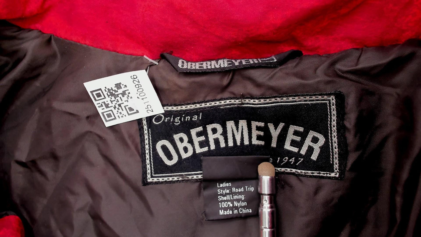 80s Obermeyer Red Nylon Windbreaker Ski Jacket Colour-Block Extra Large XL