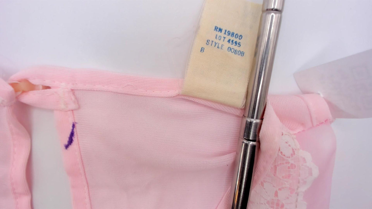 80s Pink Halter Maxi Nightgown Lace Floral Embroidered Empire Waist Medium