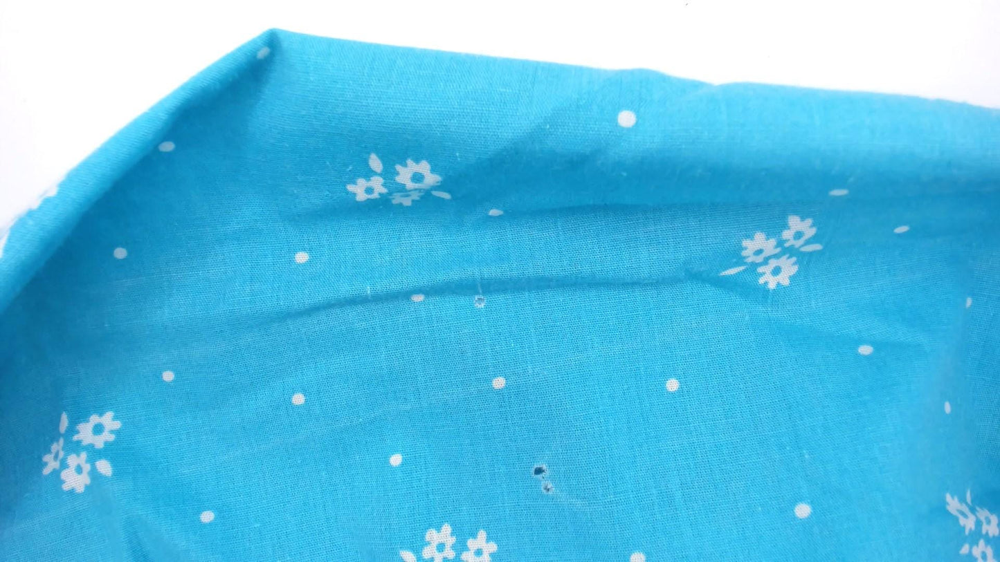 80s Dan Ellen Turquoise Floral Shift Dress Mandarin Collar Small