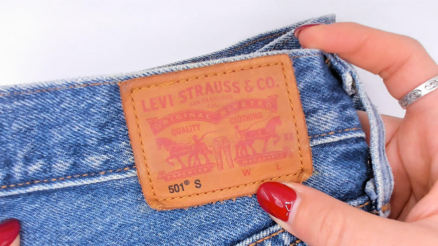 Levi's 501 Cutoff Shorts Blue Denim Button Fly High Rise Small