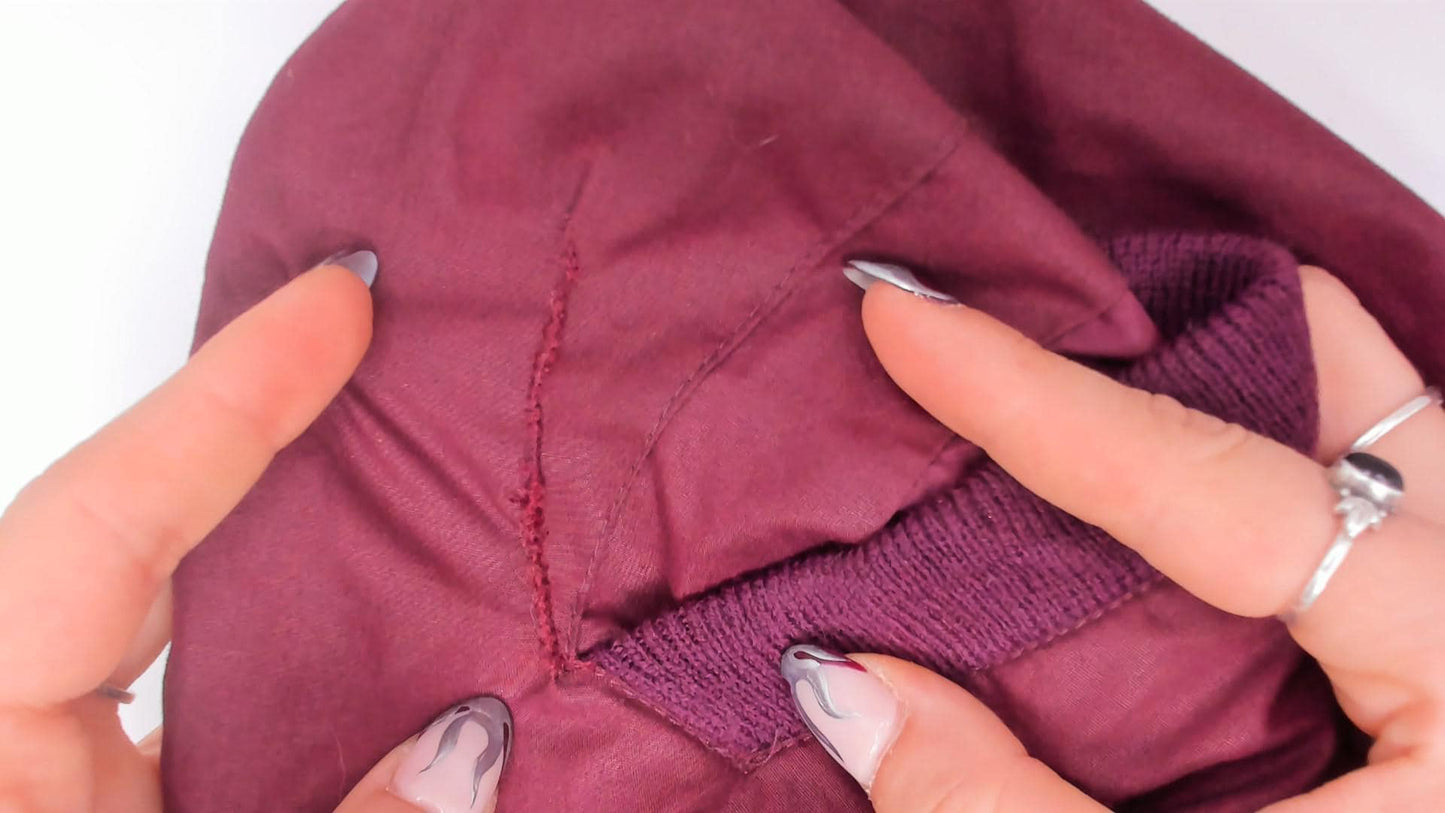 80s Coqui Sport Burgundy Bomber Jacket Ribbed Knit Epaulette Extra Small XS