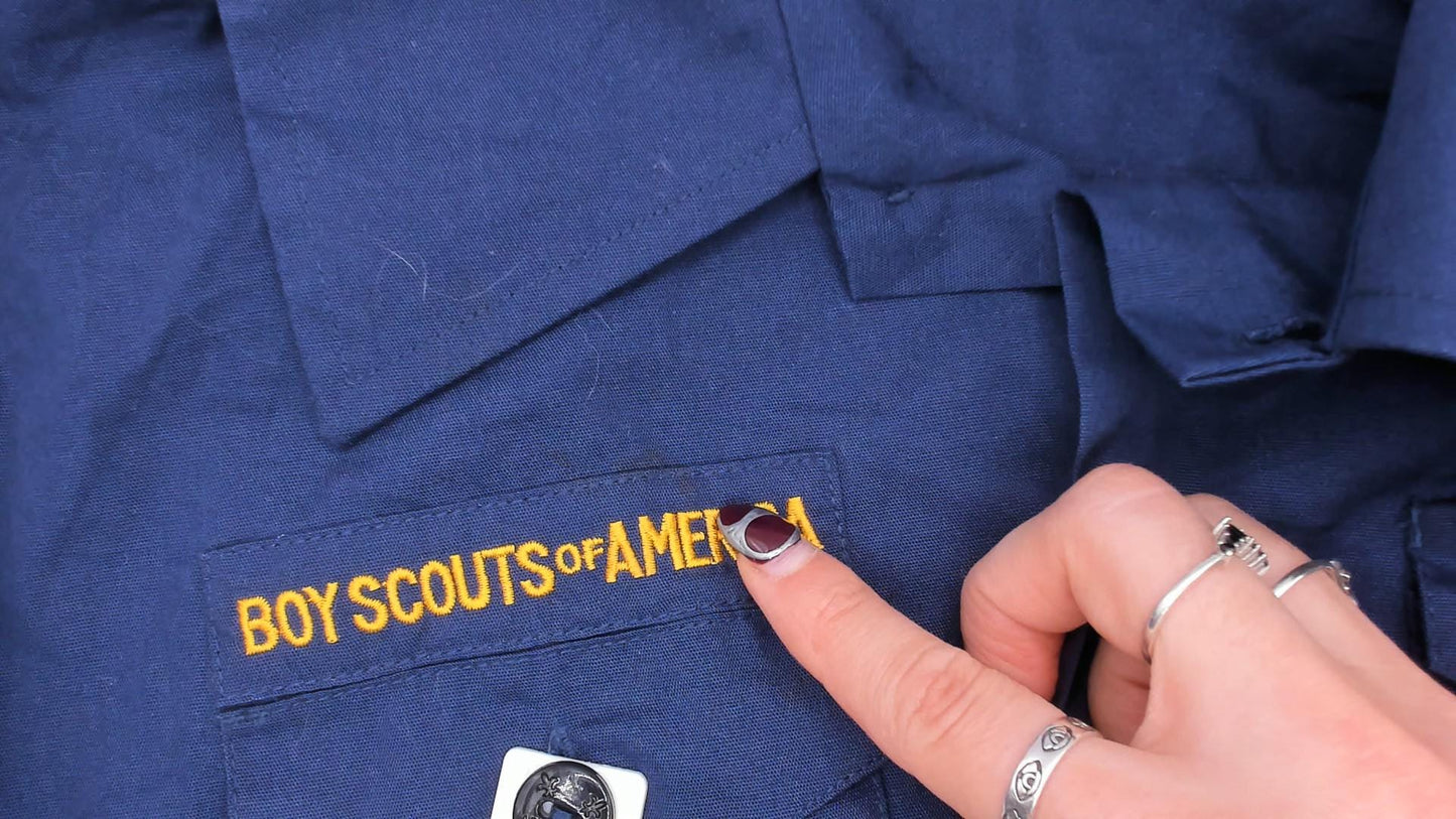 90s Boy Scouts of America Navy Uniform Shirt Bobcat Bear Patches Small