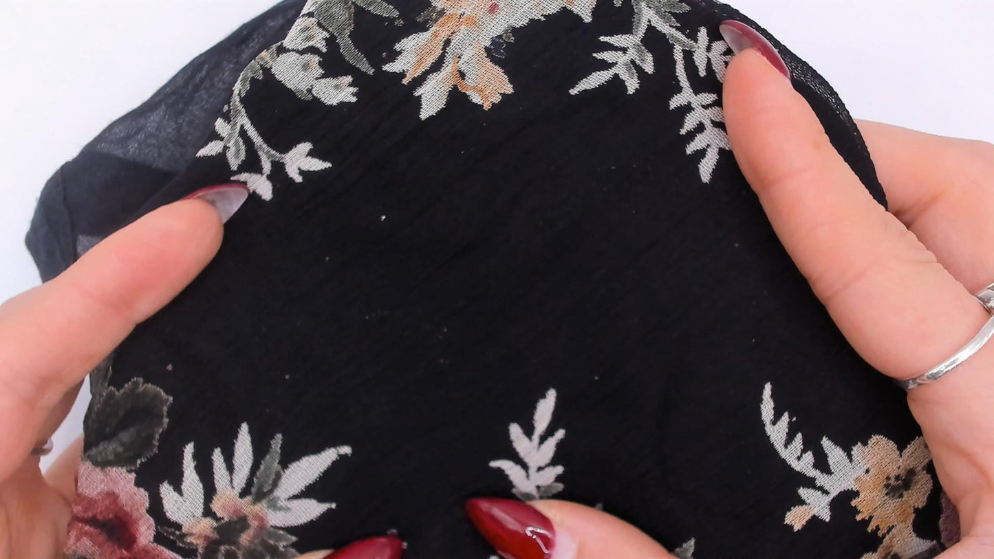 90s Nostalgia Black Floral Maxi Dress V Neck Button Front Crochet Lace Small