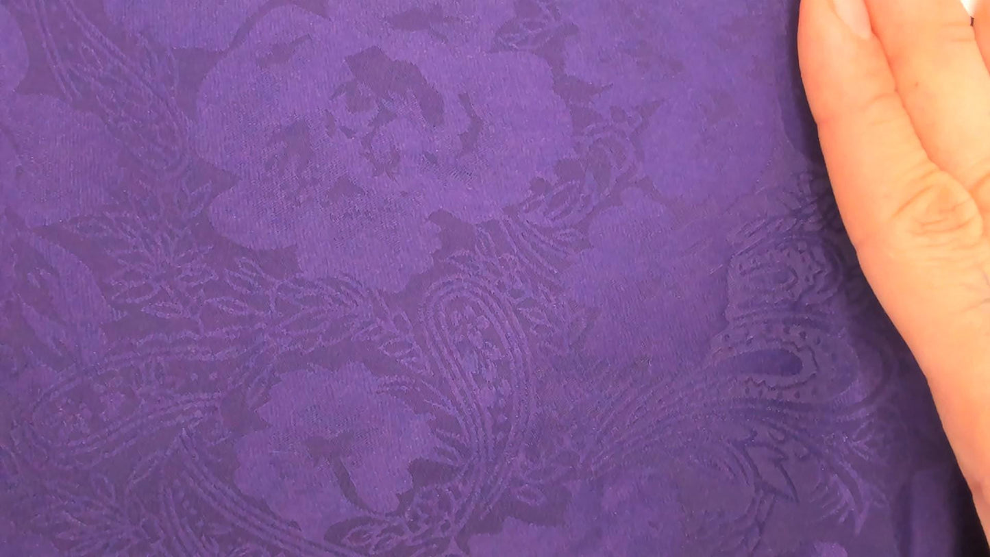 90s Victoria's Secret Purple Jacquard Midi Robe Double Breasted Satin Lapel Small