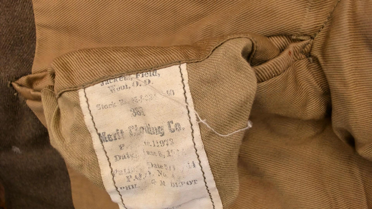 1940s Merit Clothing Olive Wool Ike Jacket 11th Armored Patch Medium
