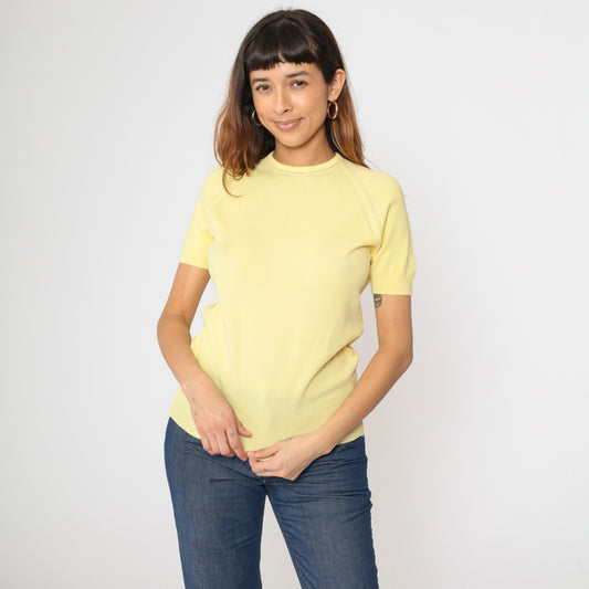 Vintage Yellow Knit Short Sleeve Shirt XS/S