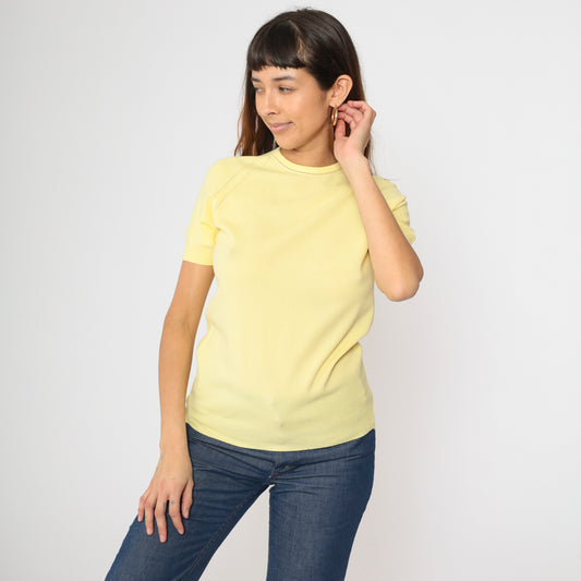 Vintage Yellow Knit Short Sleeve Shirt XS/S