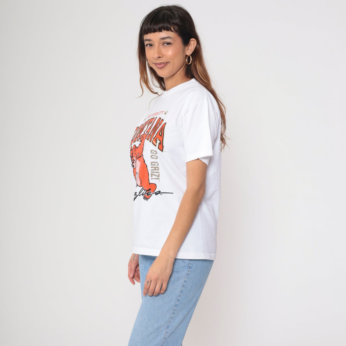 90s Montana Grizzlies Shirt White Bear Graphic Tee M