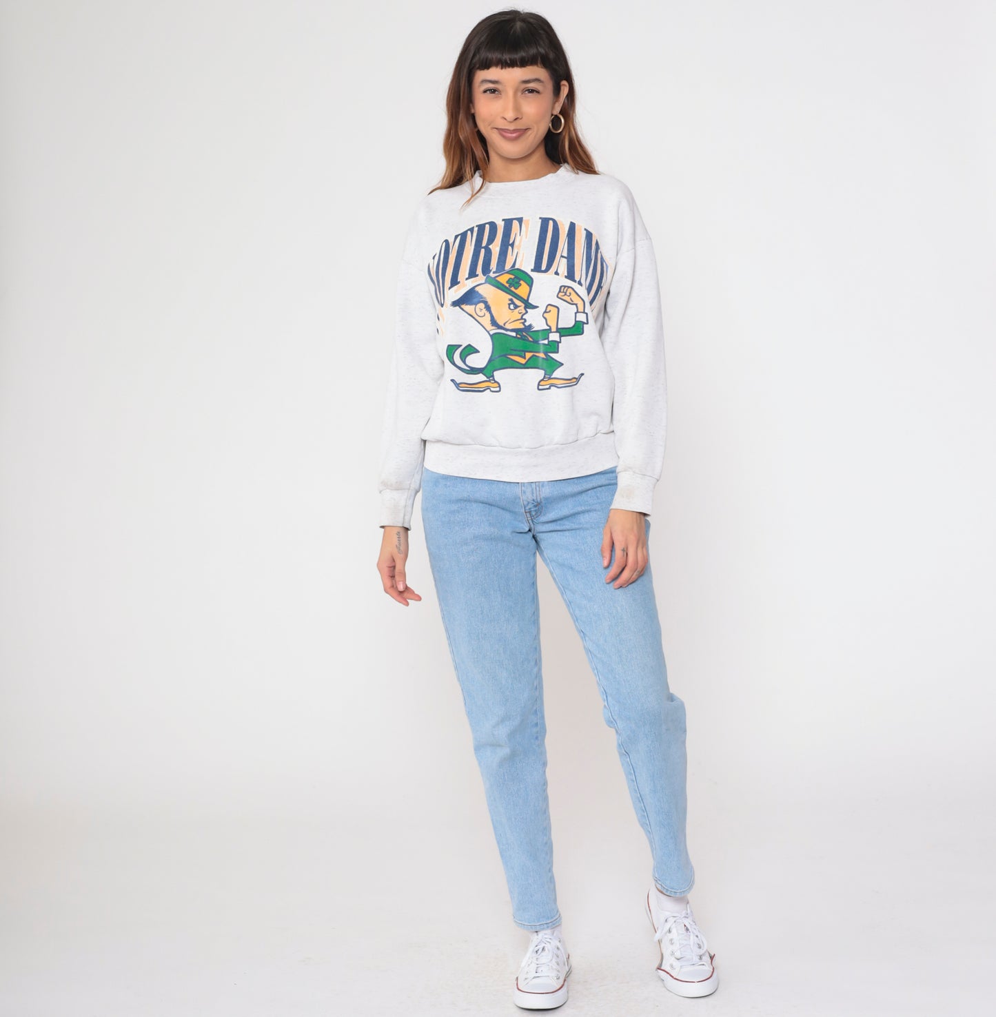90s Grey Notre Dame Fighting Irish Sweatshirt L
