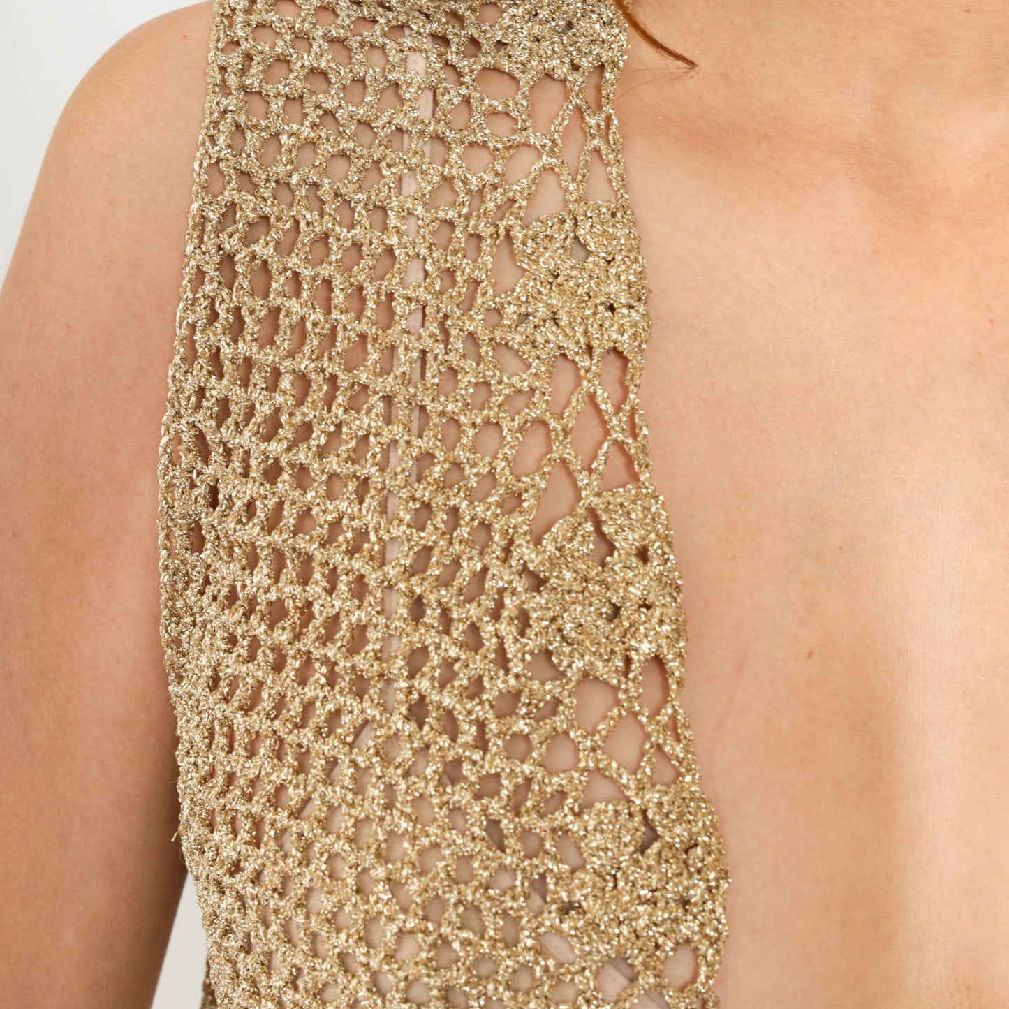 Vintage Gold Crochet Knit Vest S