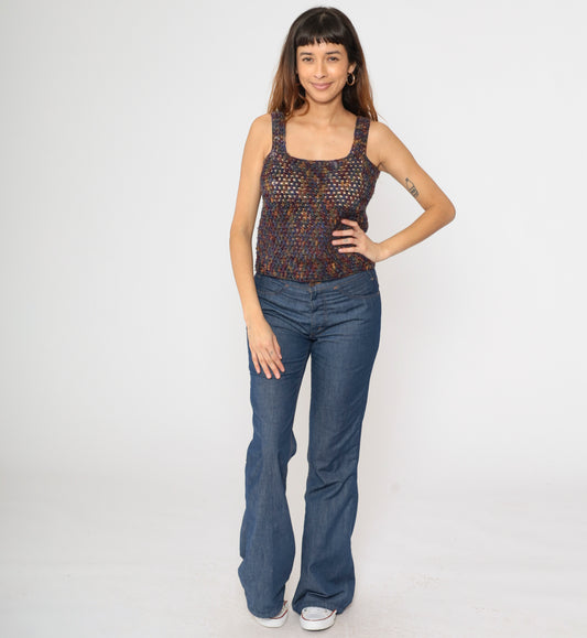 Sheer Crochet Space Dye Tank Top S