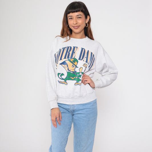 90s Grey Notre Dame Fighting Irish Sweatshirt L