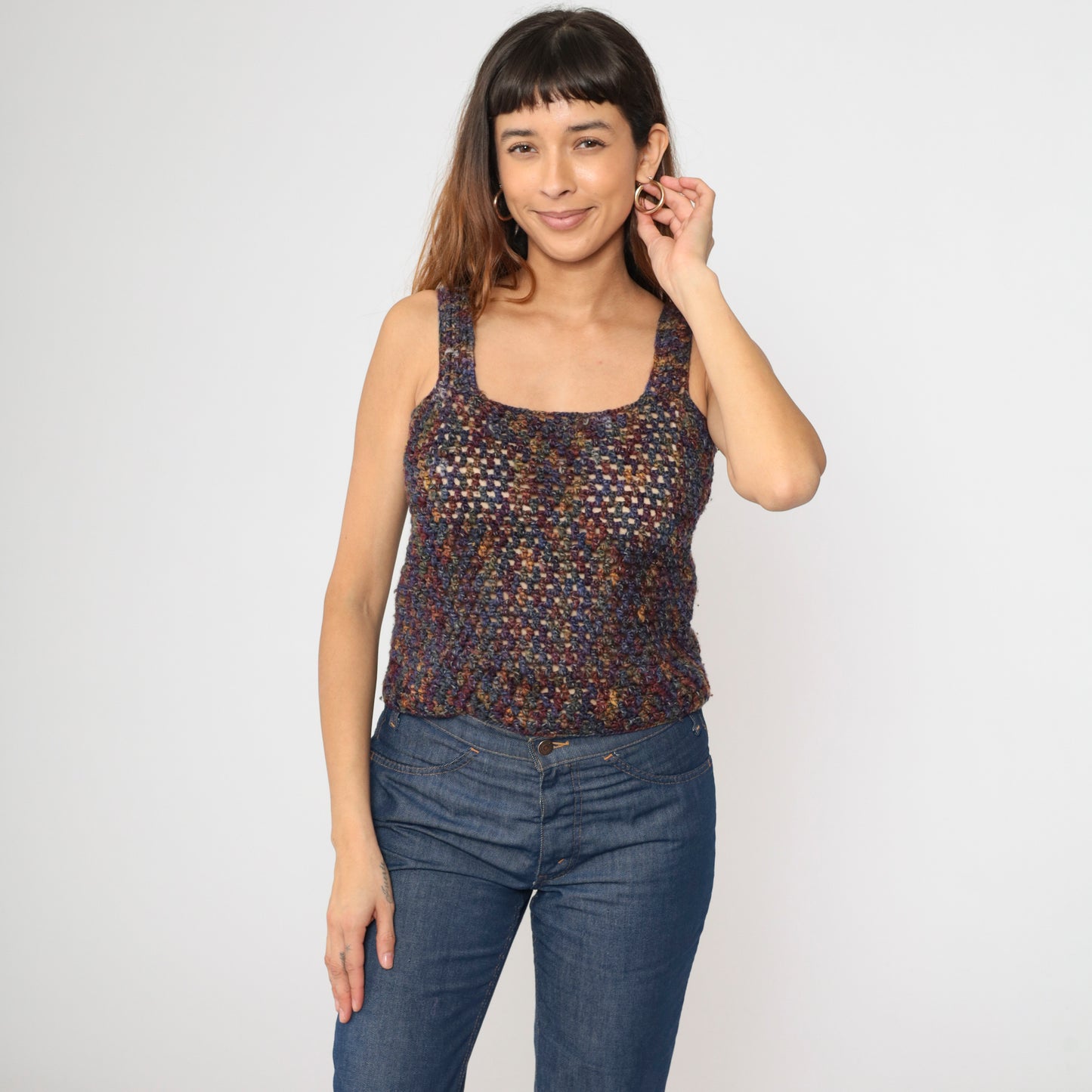 Sheer Crochet Space Dye Tank Top S